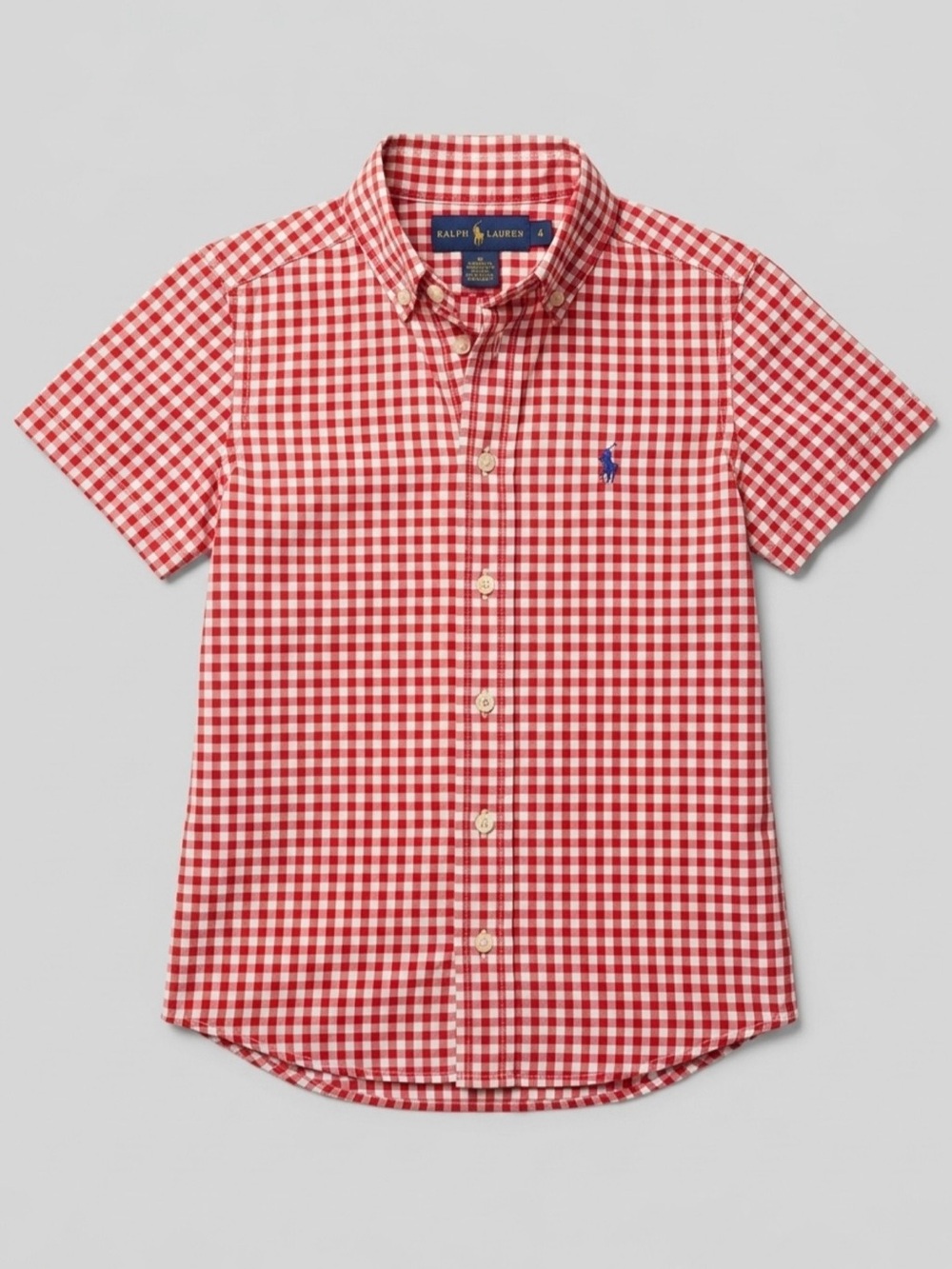 Polo by Ralph Lauren Red & White Gingham Short-Sleeve Button-Down Shirt